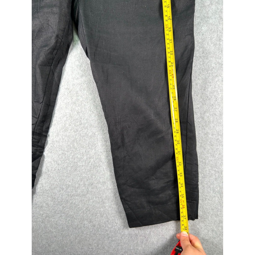 Sisley Linen Pants Women's 8 Black Regular Fit Comfortable High Waisted Pull On - Picture 11 of 16